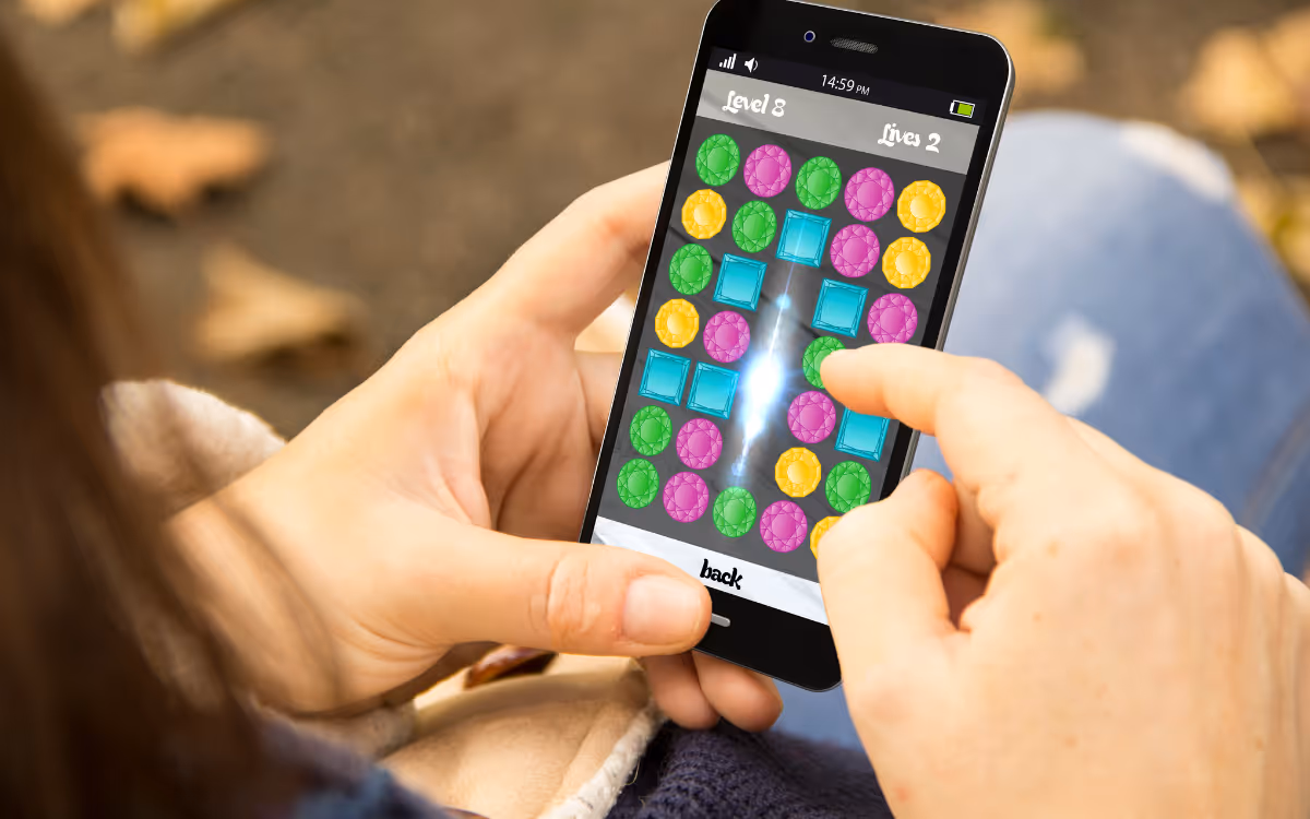 A close-up of a mobile phone game. 